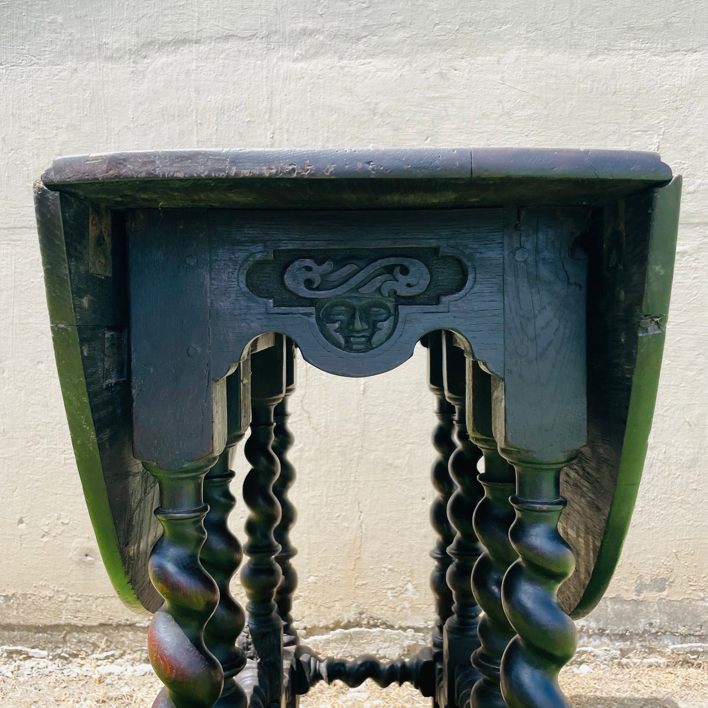 Jacobean Revival Oak Gateleg Drop Leaf Table- Vintage