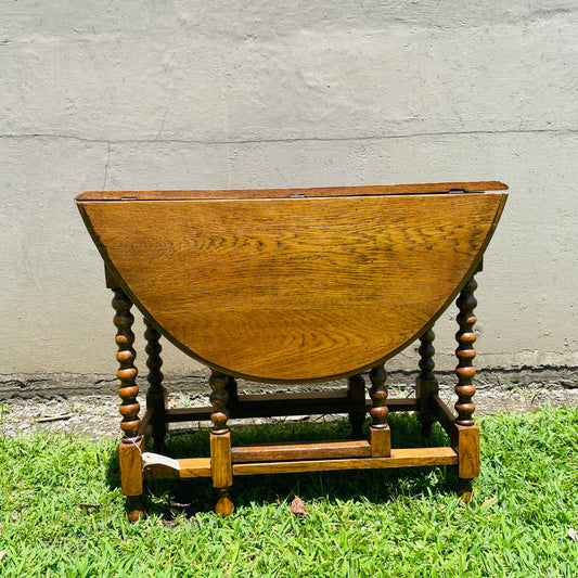 The Ruben Honey Oak Barley Twist Gateleg Table- Vintage
