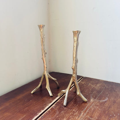 Bram Faux De Bois Taper Candle Holders