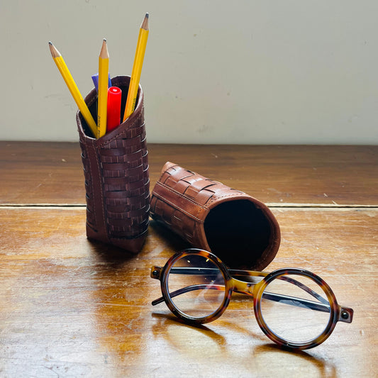 Woven Leather Eyeglass Holder