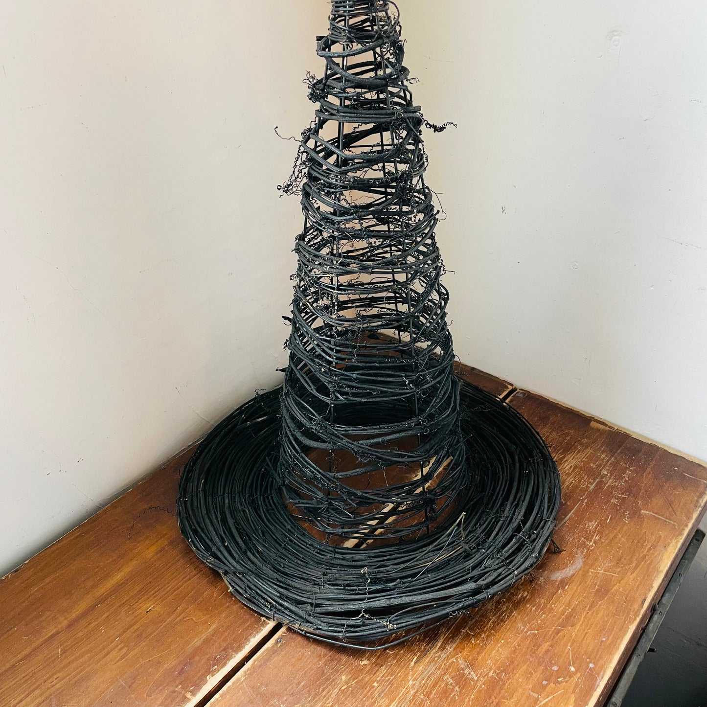 Black Wrapped Grape Vine & Wire Witch's Hat
