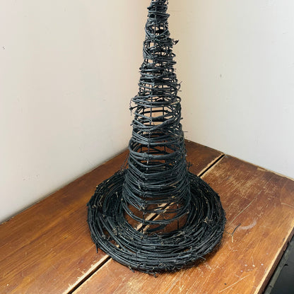 Black Wrapped Grape Vine & Wire Witch's Hat
