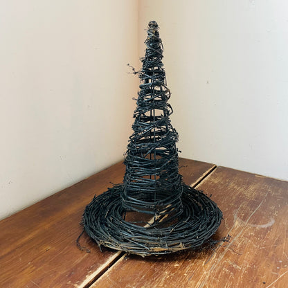 Black Wrapped Grape Vine & Wire Witch's Hat