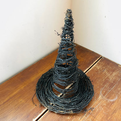 Black Wrapped Grape Vine & Wire Witch's Hat