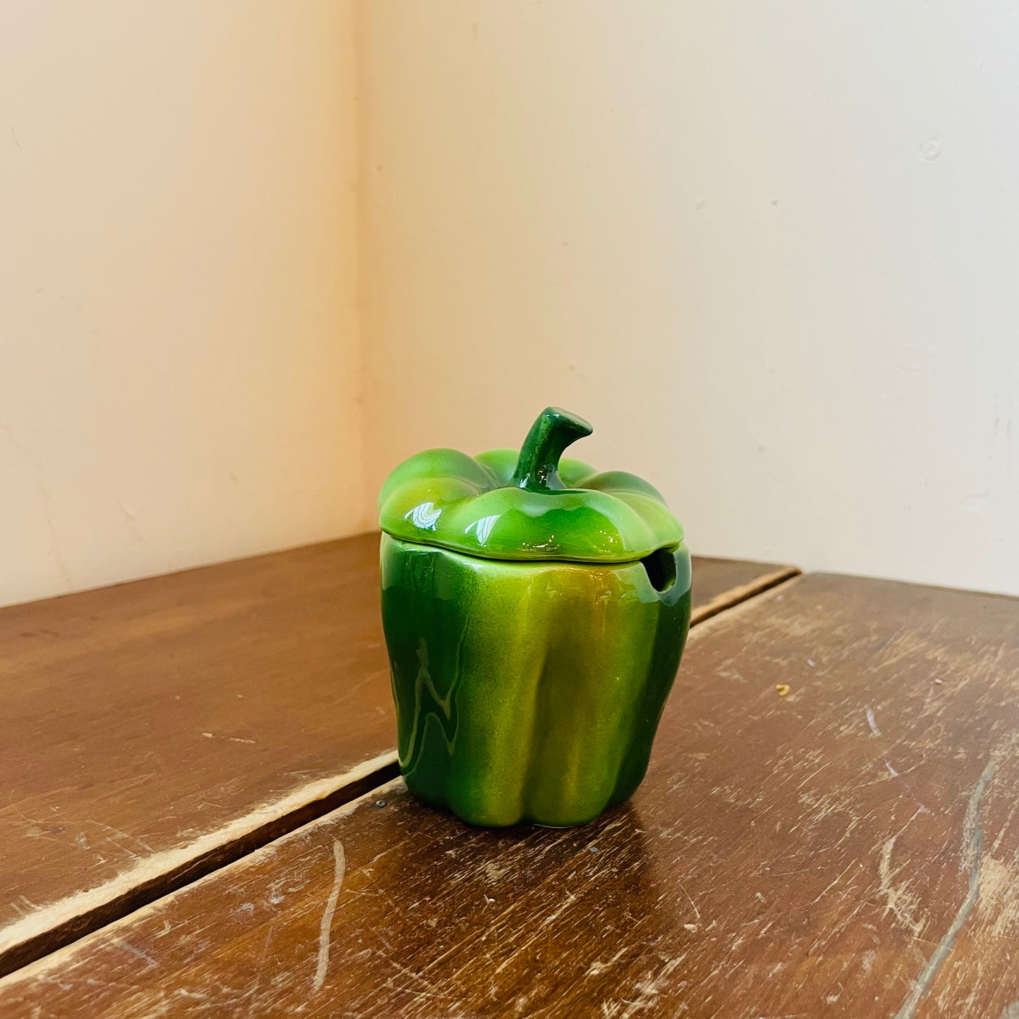 Ceramic Green Bell Pepper Cannister- Vintage