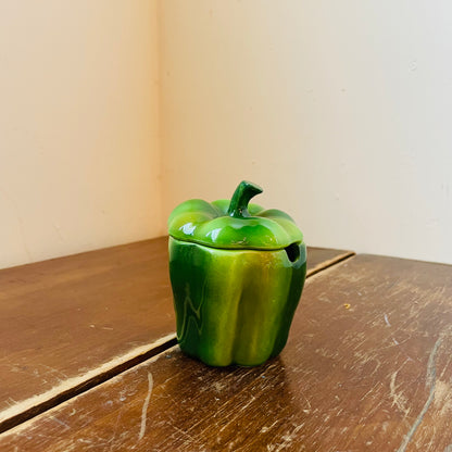 Ceramic Green Bell Pepper Cannister- Vintage
