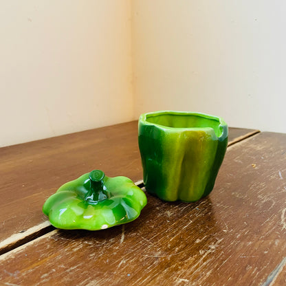 Ceramic Green Bell Pepper Cannister- Vintage