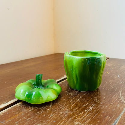 Ceramic Green Bell Pepper Cannister- Vintage