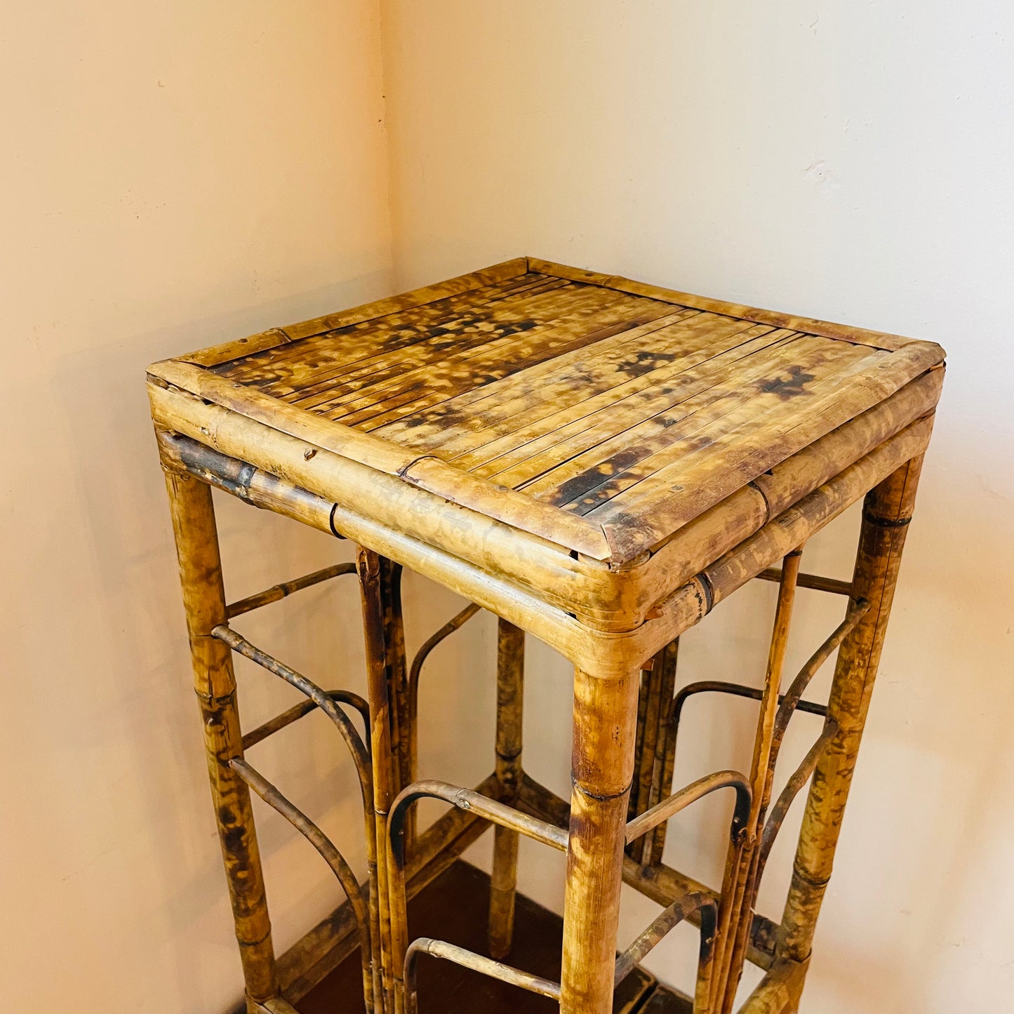 Scorched Bamboo Plant Stand- Vintage