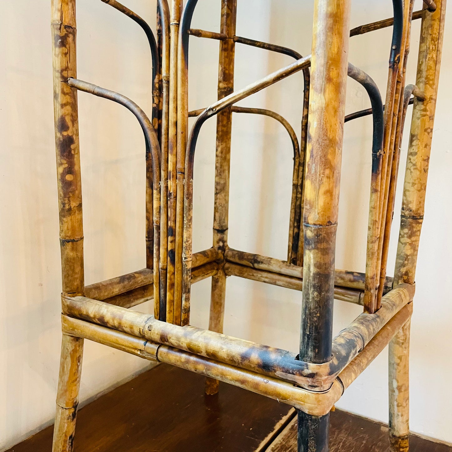 Scorched Bamboo Plant Stand- Vintage