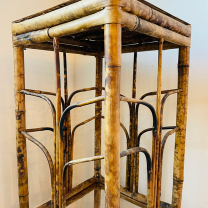 Scorched Bamboo Plant Stand- Vintage