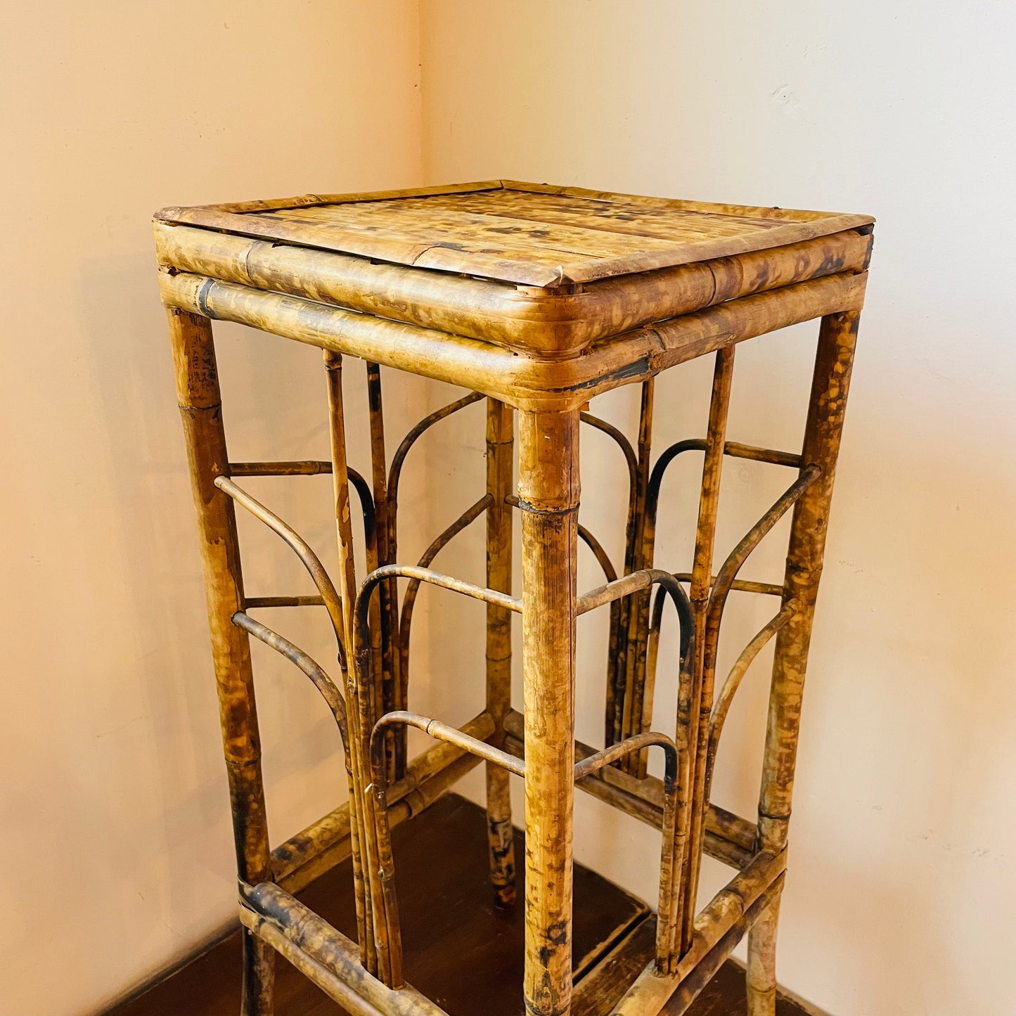 Scorched Bamboo Plant Stand- Vintage