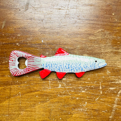 Blue & Red Enameled Fish Bottle Opener