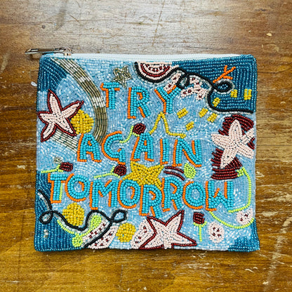 Try Again Tomorrow Beaded Coin Purse