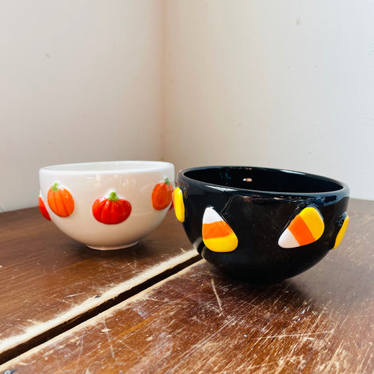 Pumpkin & Candy Corn Snack Bowl Set