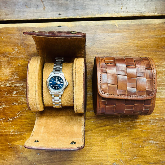 Chestnut Woven Leather Watch Case