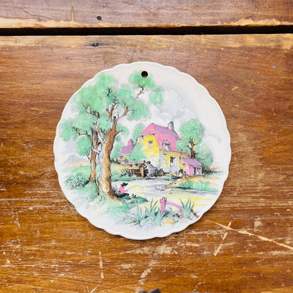 Pink Roof Royal Staffordshire Ceramics Hanging Plate- Vintage