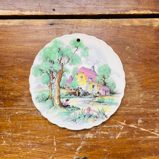 Pink Roof Royal Staffordshire Ceramics Hanging Plate- Vintage