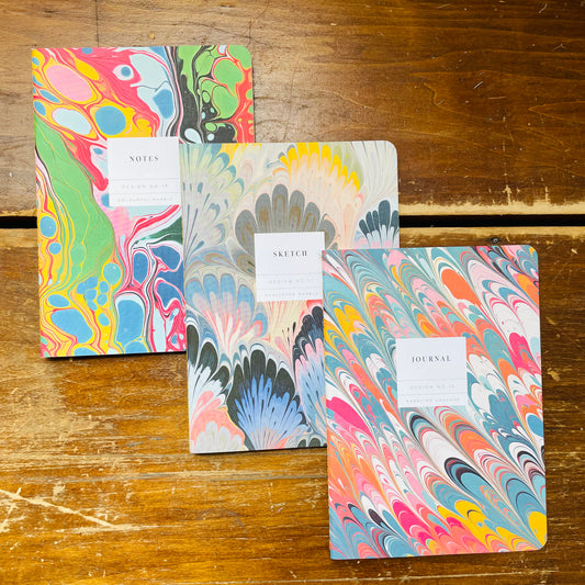 Marble Stitched Notebook Set of 3