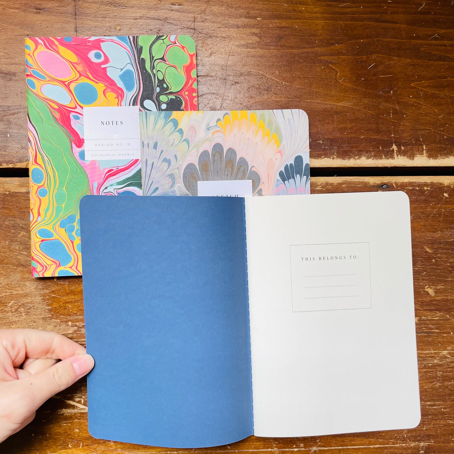 Marble Stitched Notebook Set of 3