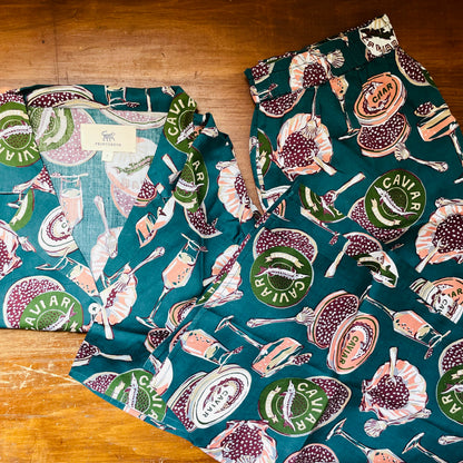 Peacock Feather Champagne & Caviar Satin Wildest Dreams Long PJ Set
