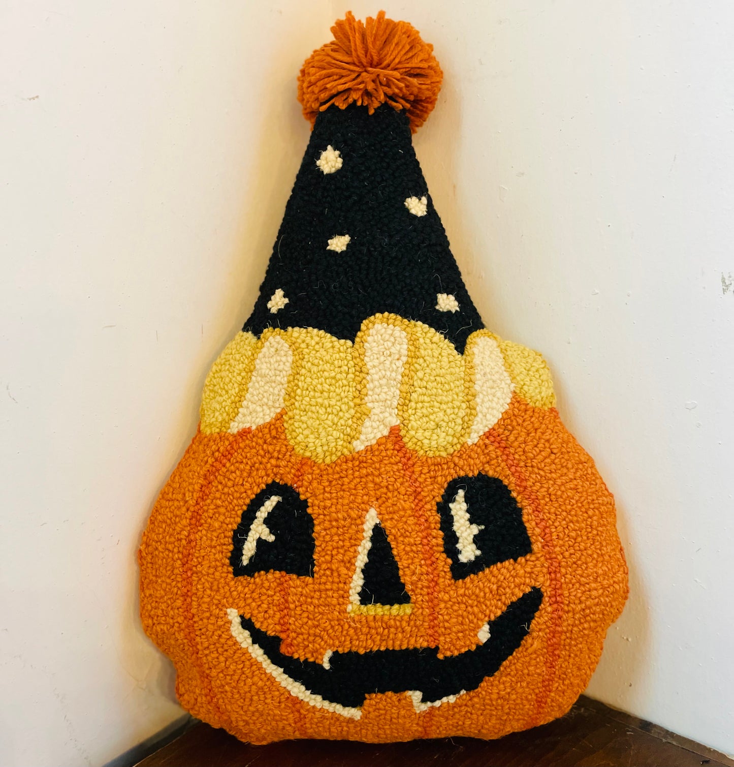 Retro Dunce Cap Jack O Lantern Hook Pillow