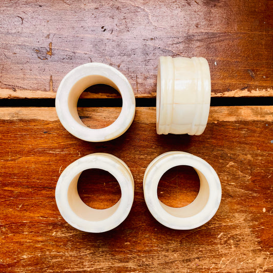 Set of 4 Carved Ivory Bone Napkin Rings