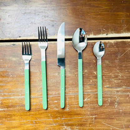 Green Handled Flatware Set