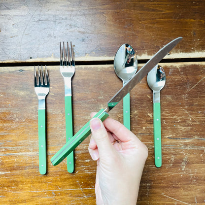 Green Handled Flatware Set