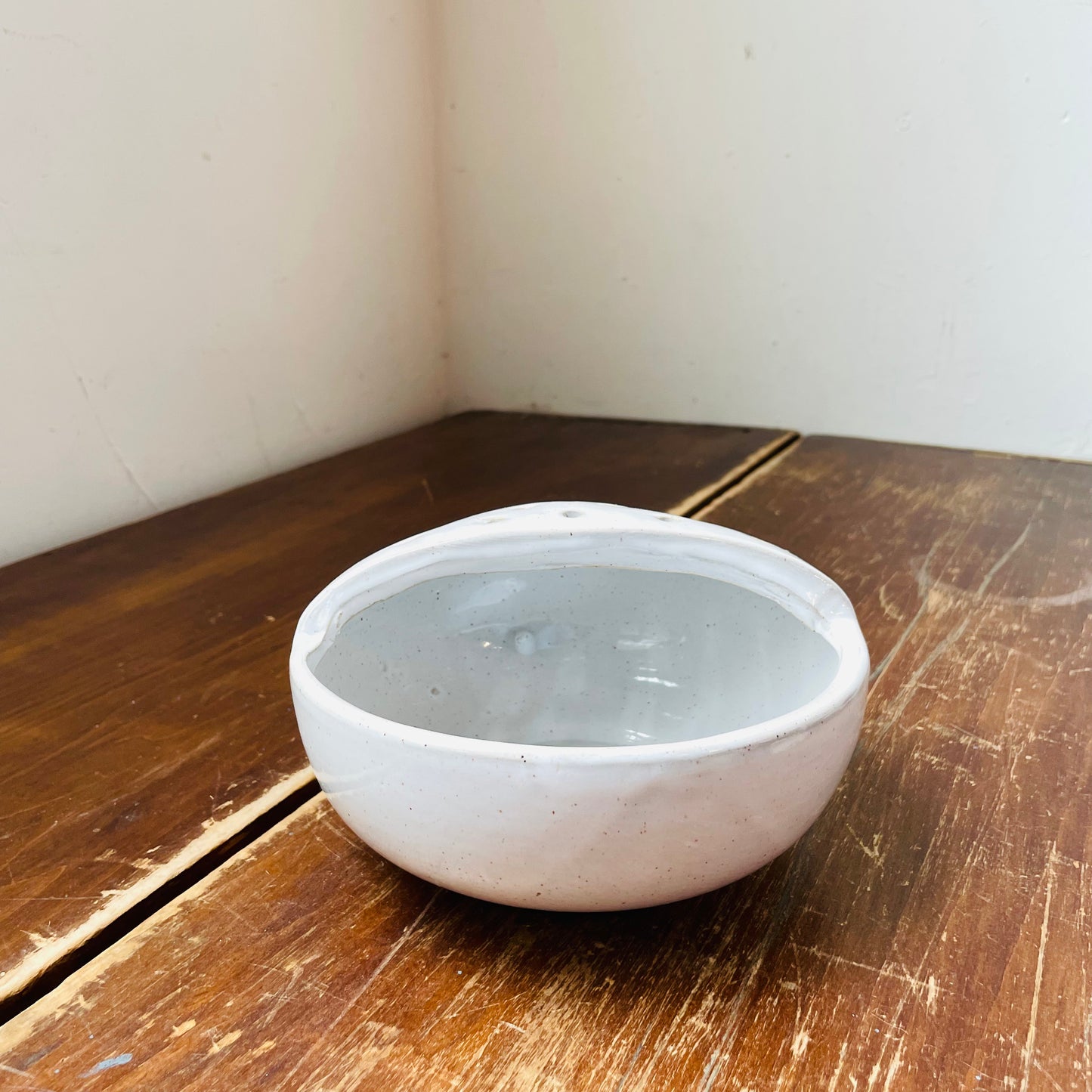 White Stoneware Strainer Bowl
