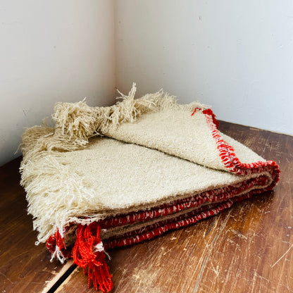 Contrasting Stitched Edge & Fringe Bouclé Throw