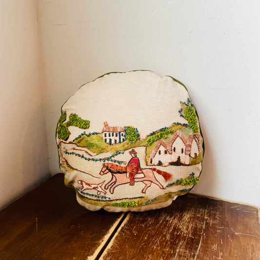 Countryside Hunting Scene Cotton & Linen Pillow