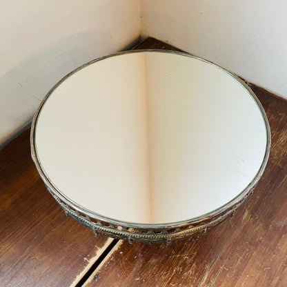Silver-Plated Mirror Top Cake Stand- Vintage