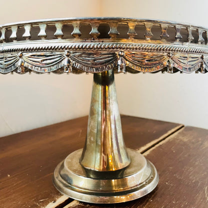 Silver-Plated Mirror Top Cake Stand- Vintage