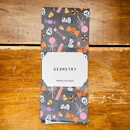 Black Spooky Sweets Tea Towel