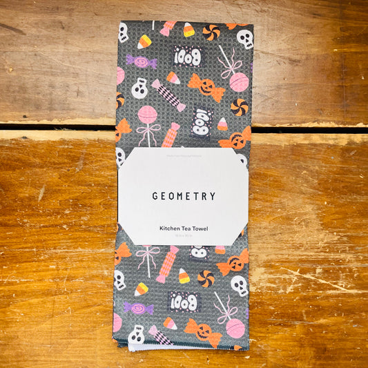 Black Spooky Sweets Tea Towel