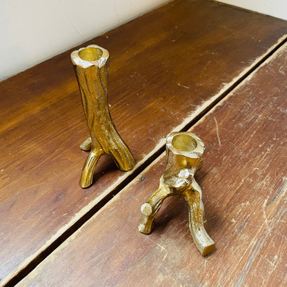 Hyde Faux De Bois Taper Candle Holders