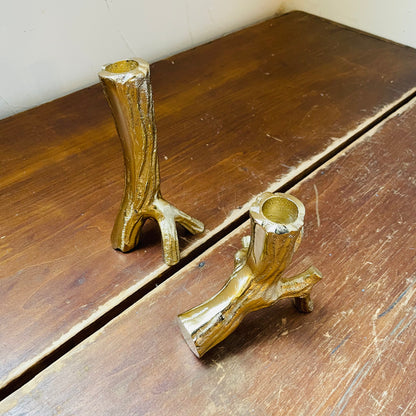 Hyde Faux De Bois Taper Candle Holders