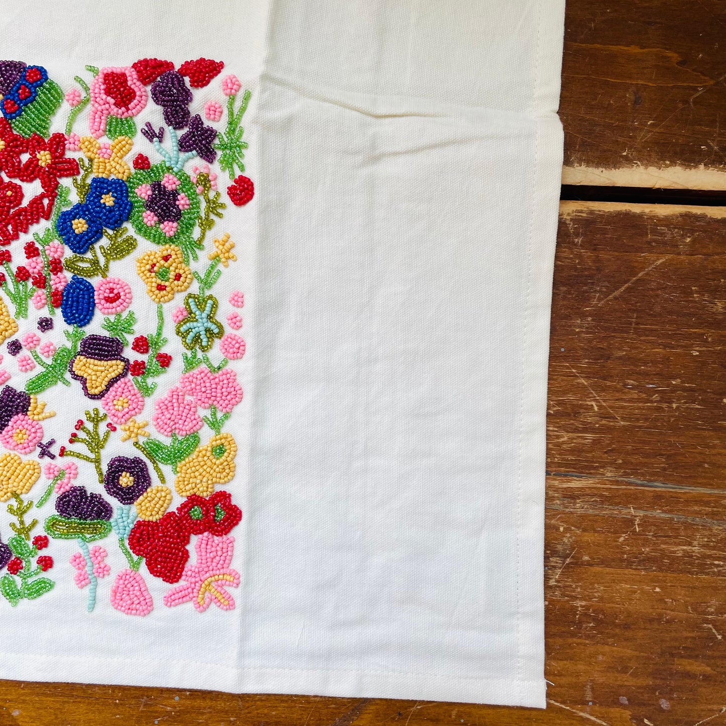 Flower Garden Beaded Tea Towel
