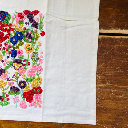 Flower Garden Beaded Tea Towel