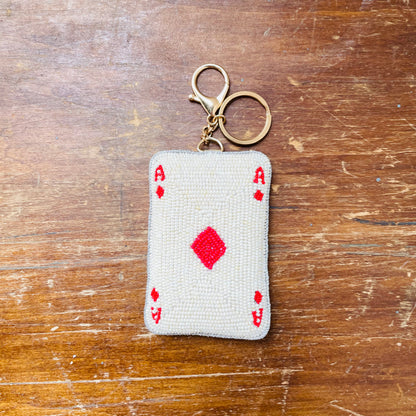 Ace of Diamonds Beaded Bag Charm