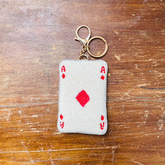 Ace of Diamonds Beaded Bag Charm
