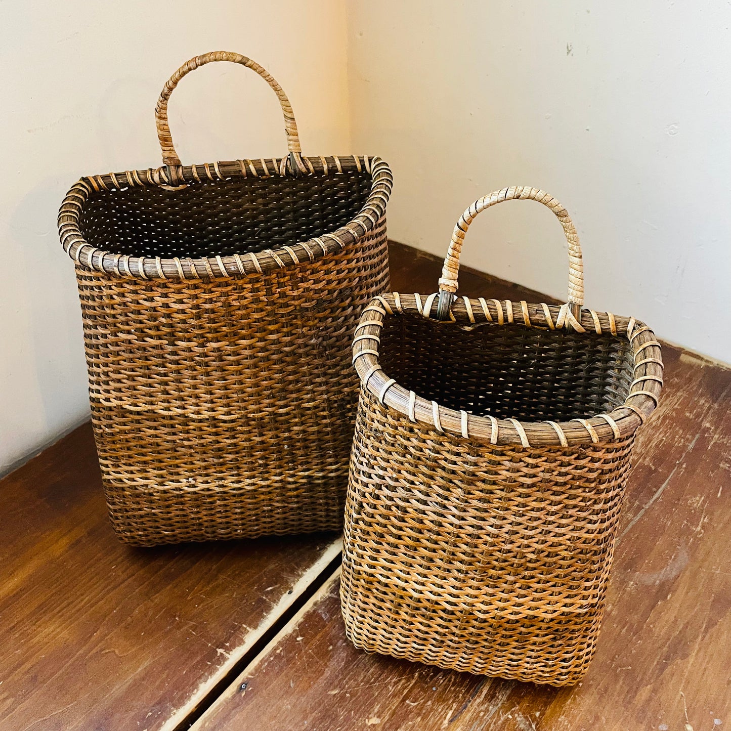 Set of Two Rattan Door Baskets