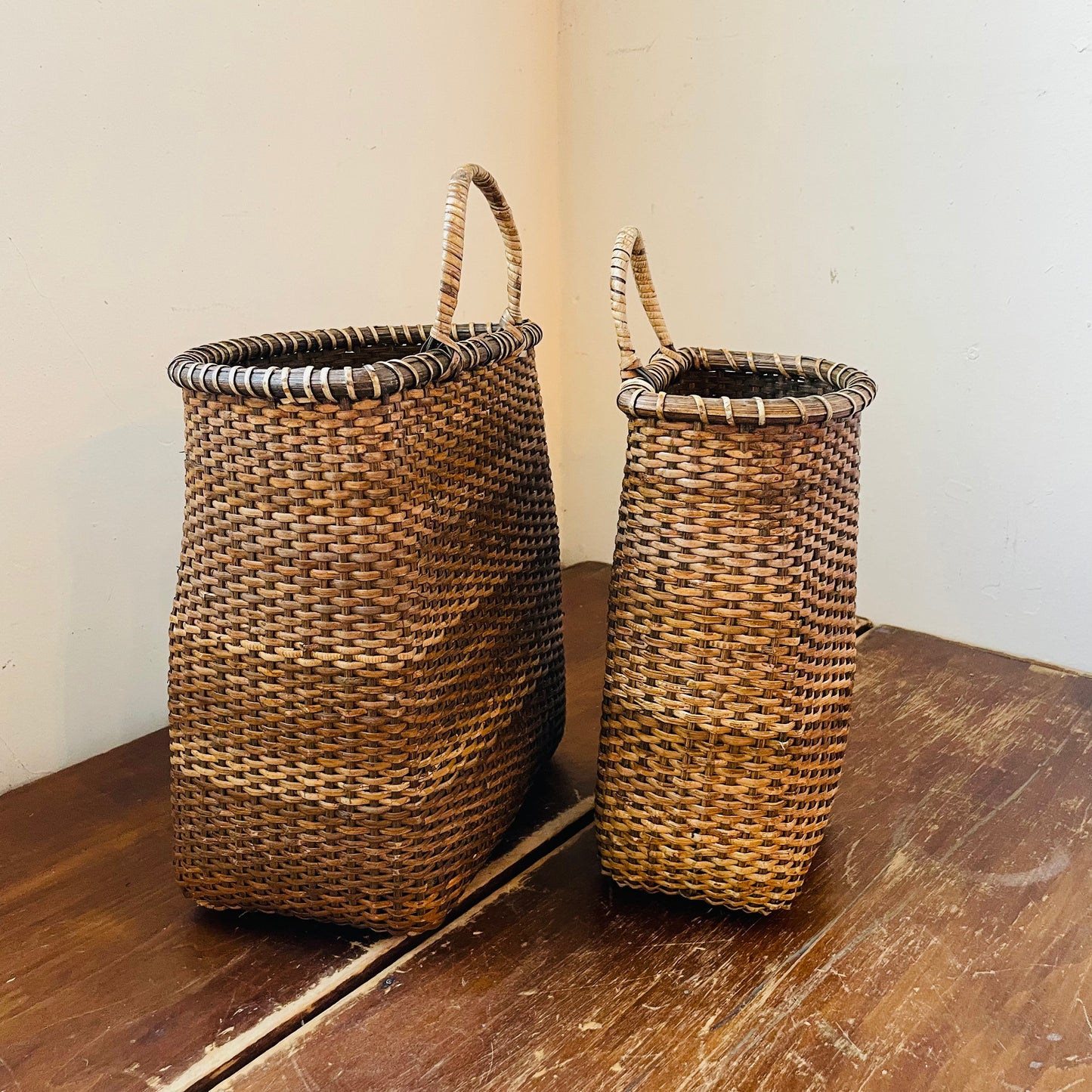Set of Two Rattan Door Baskets