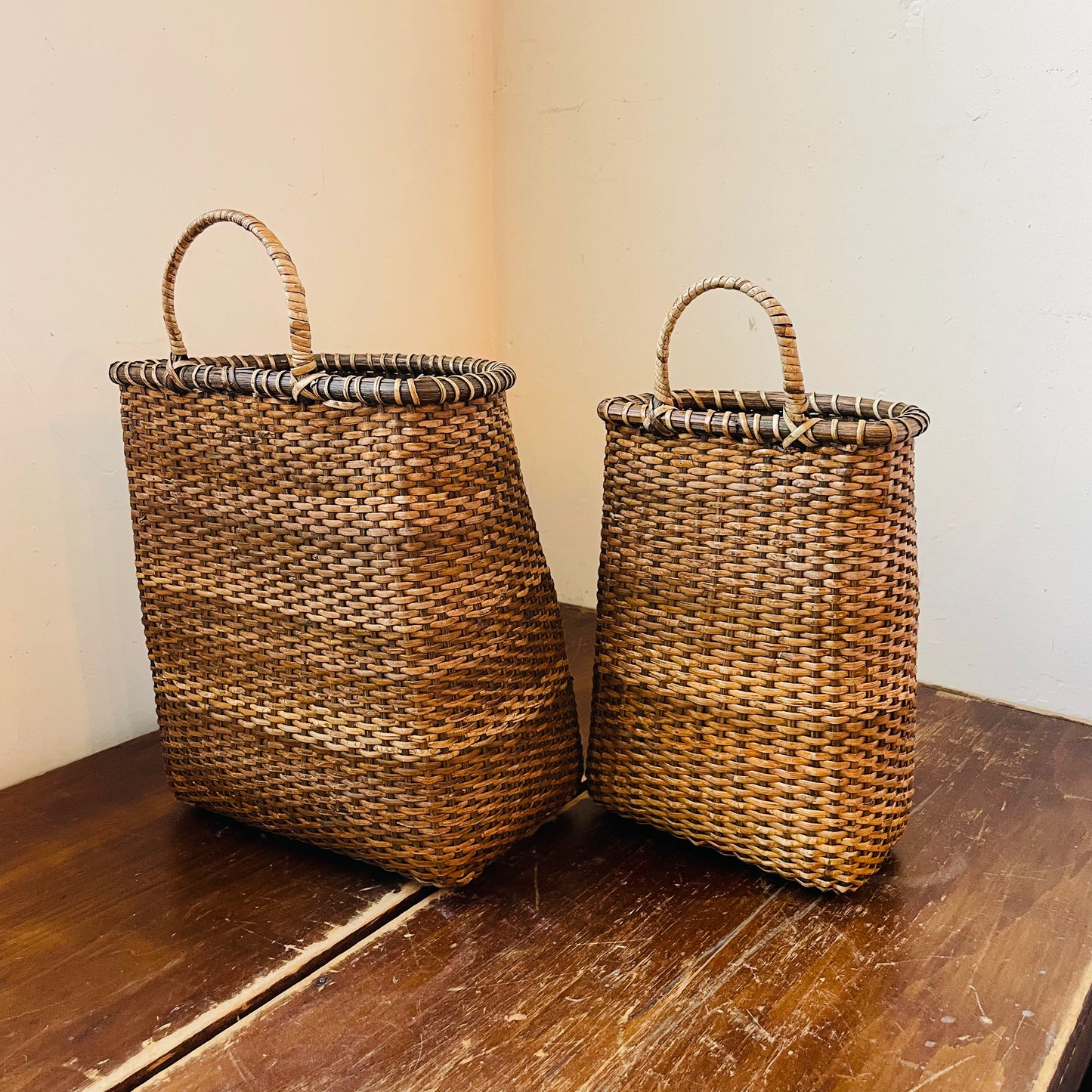 Set of Two Rattan Door Baskets