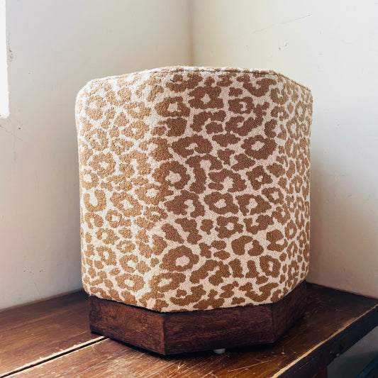 Leopard Print Cotton & Pine Ottoman