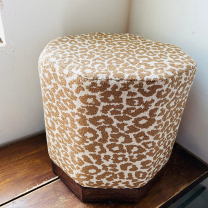 Leopard Print Cotton & Pine Ottoman