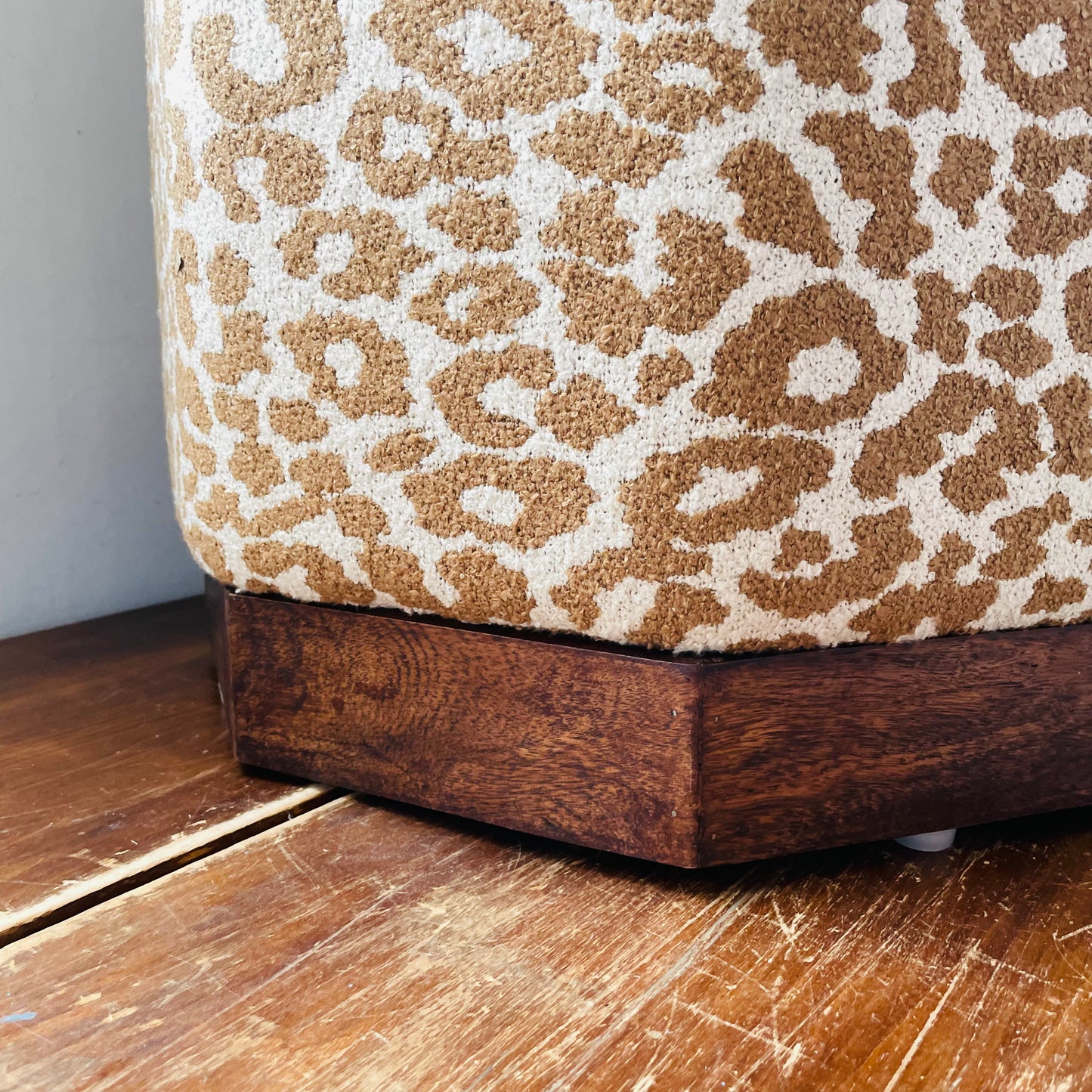 Leopard Print Cotton & Pine Ottoman