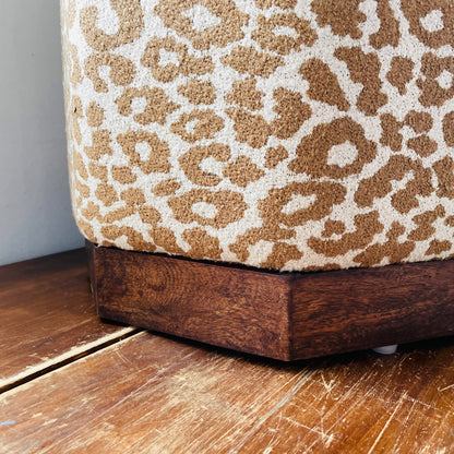 Leopard Print Cotton & Pine Ottoman