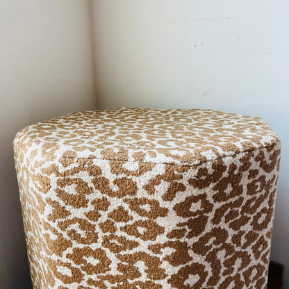 Leopard Print Cotton & Pine Ottoman